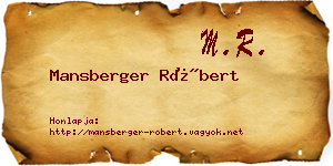 Mansberger Róbert névjegykártya